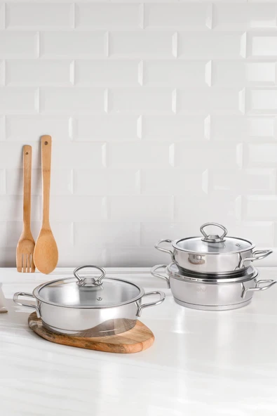 Nehir Silver 6 Parça Paslanmaz Çelik Sahan Seti (16-18-20 CM) - 5