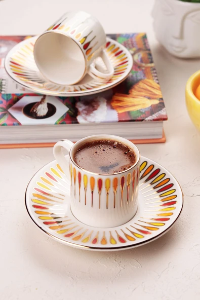 Porser Pera 4 Parça Kahve Fincan Takımı Turuncu - 3