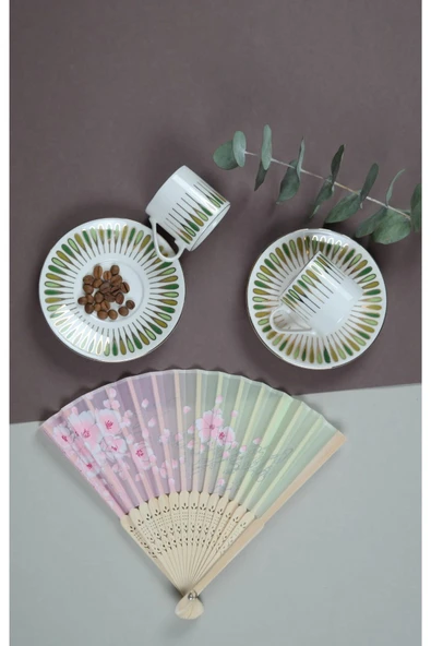 Porser Pera Yeşil Kahve Fincan Takımı 80cc 2 Kişilik 4 Parça - 5