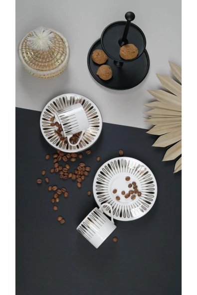 Porser Pera Siyah Kahve Fincan Takımı 80cc 2 Kişilik 4 Parça - 3