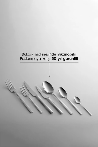 Nehir Dalyan Sade 12 Kişilik 84 Parça Kutulu Çatal Kaşık Bıçak Takımı - 2