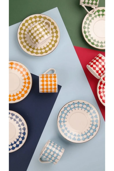 Porser Peyda Mix Kahve Fincan Takımı 80cc 6 Kişilik 12 Parça - 3