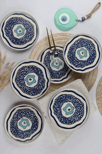 Porser Pavo 6 Parça Porselen Stolt Pasta Tabağı Seti - 3