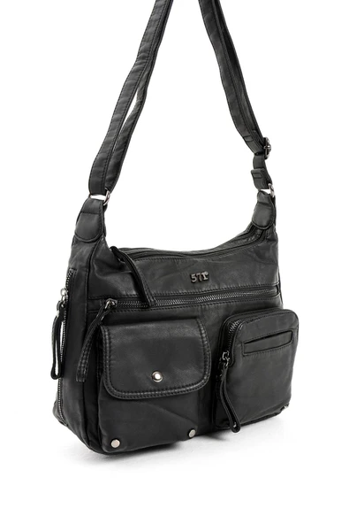 571 collections Suni Deri Omuz Çantası Siyah (Model: 571-13-10K) - Resim 4