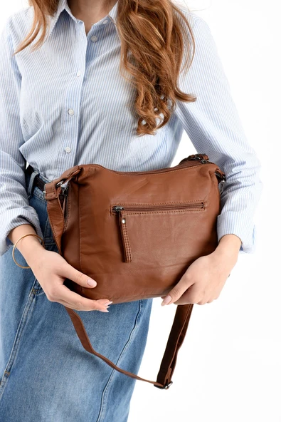 571 collections Suni Deri Omuz Çantası Taba (Model: 571-13-10K) - Resim 3