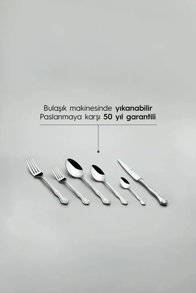 Nehir Lalezar Sade 12 Kişilik 72 Parça Kutulu Çatal Kaşık Bıçak Takımı - 5