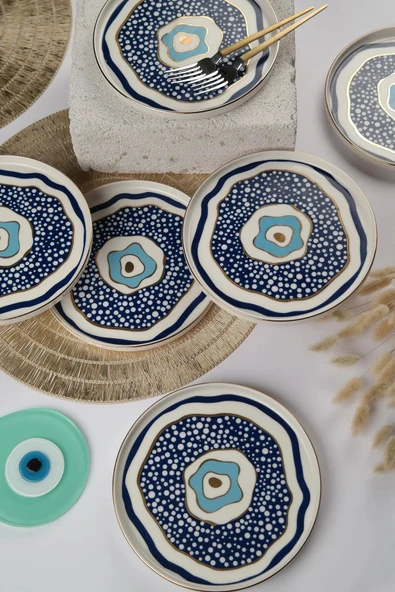 Porser Pavo 6 Parça Porselen Stolt Pasta Tabağı Seti - 4