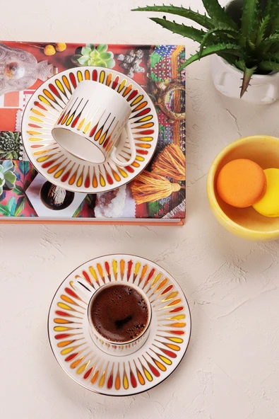 Porser Pera 4 Parça Kahve Fincan Takımı Turuncu - 2