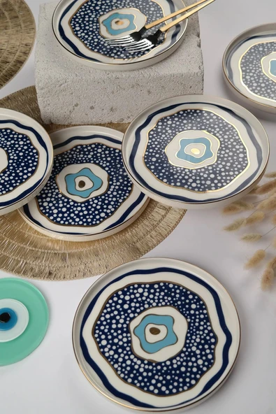 Porser Pavo 6 Parça Porselen Stolt Pasta Tabağı Seti - 2