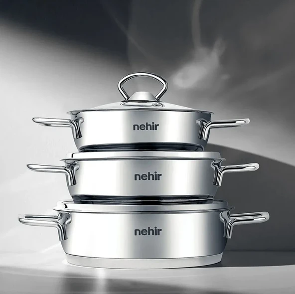 Nehir Silver 6 Parça Paslanmaz Çelik Sahan Seti (16-18-20 CM) - Resim 2