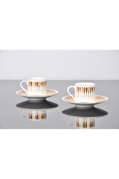 Porser Pera Kahverengi Kahve Fincan Takımı 2 Kişilik 4 Parça - 3
