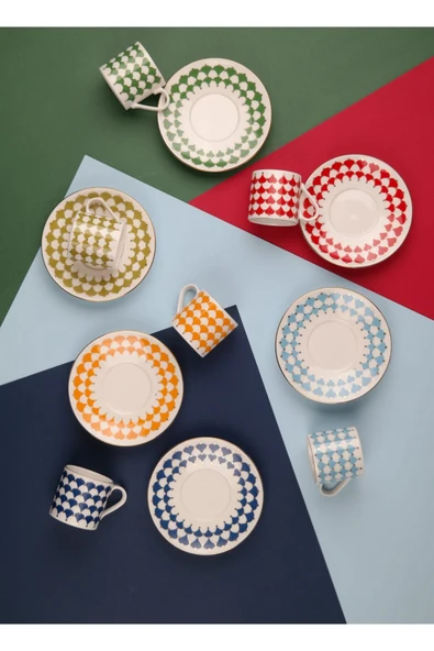 Porser Peyda Mix Kahve Fincan Takımı 80cc 6 Kişilik 12 Parça - 4