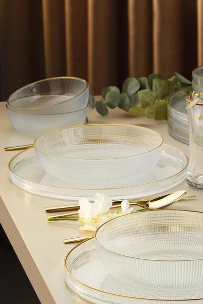 Fecra Loren 18 Parça Yemek Takımı Gold Fileli - 4