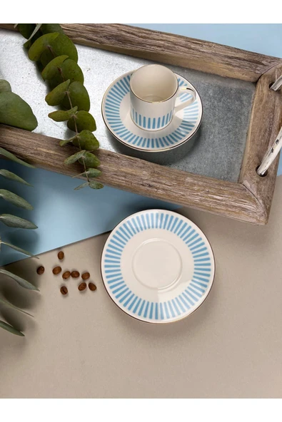 Porser Alya Açık Mavi Kahve Fincan Takımı 80cc 2 Kişilik 4 Parça - 3