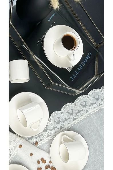 Porser Lumina 4 Parça Kahve Fincan Takımı Platin File - 4