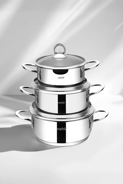Nehir Silver 6 Parça Paslanmaz Çelik Mini Tencere Seti (12-14-16 cm) - 7