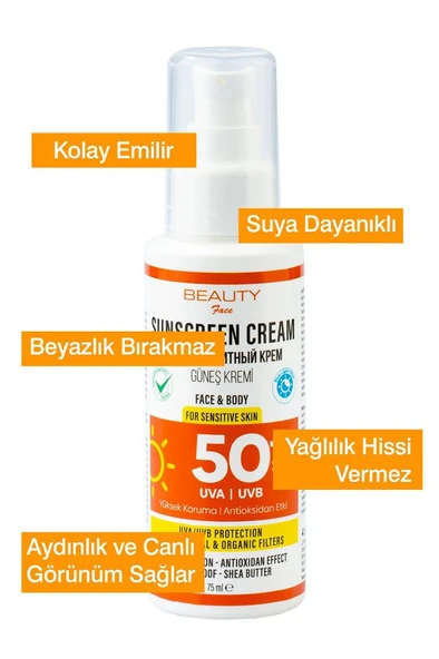 Beauty Face 50 Spf Güneş Kremi – 75 ml