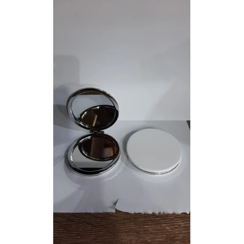 Beyaz Renk Büyüteçli Cep Aynası Yuvarlak ürün görseli 1