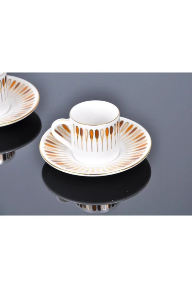 Porser Pera Kahverengi Kahve Fincan Takımı 2 Kişilik 4 Parça - 4