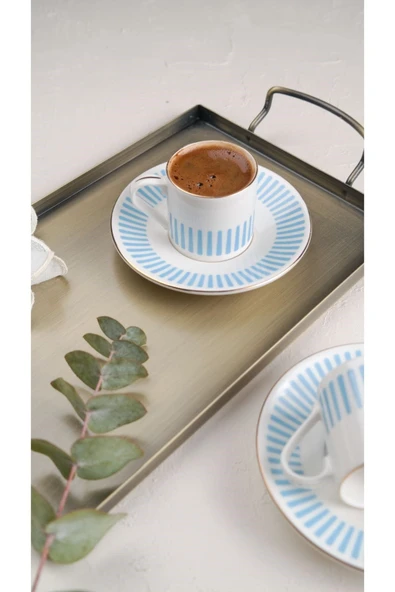 Porser Alya Açık Mavi Kahve Fincan Takımı 80cc 2 Kişilik 4 Parça - 2