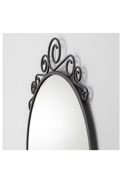 Ekne Yuvarlak Ferforje Ayna 50x60 cm Siyah - Resim 3