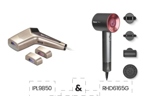 Relux IPL9850 PureCare 3.000.000 Atımlı Buz Lazer Epilasyon Cihazı + Relux RHD6165G Saç Kurutma Makinesi