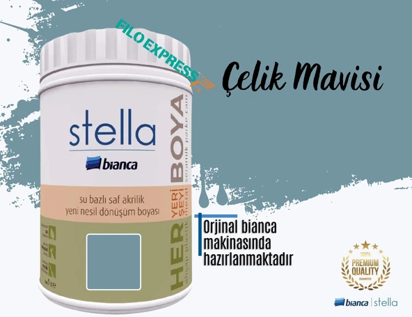 BİANCA STELLA SU BAZLI SAF AKRİLİK BOYA 1 LİTRE ÇELİK MAVİSİ