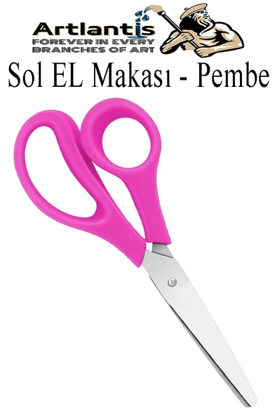 Sol El Makası 1 Adet Solak Okul Makası Plastik Saplı Solel İçin Makas Okul Öğrenci Makası Küt Uçlu Paslanmaz Çelik - 2