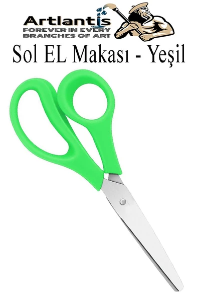 Sol El Makası 1 Adet Solak Okul Makası Plastik Saplı Solel İçin Makas Okul Öğrenci Makası Küt Uçlu Paslanmaz Çelik - 3