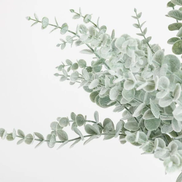 Nettenevime 3lü Set Yapay Çiçek Pastel Karlı Okaliptus 48cm 5Dallı Uzun Dal Eucalyptus - Resim 4