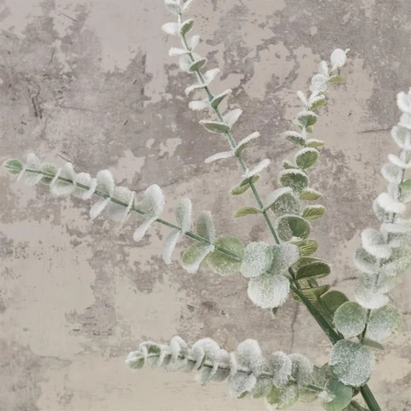 Nettenevime 3lü Set Yapay Çiçek Pastel Karlı Okaliptus 48cm 5Dallı Uzun Dal Eucalyptus - Resim 7