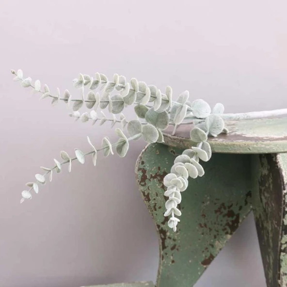 Nettenevime 3lü Set Yapay Çiçek Pastel Karlı Okaliptus 48cm 5Dallı Uzun Dal Eucalyptus ürün görseli 1