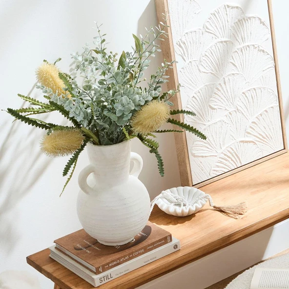 Nettenevime 3lü Set Yapay Çiçek Pastel Karlı Okaliptus 48cm 5Dallı Uzun Dal Eucalyptus - Resim 5