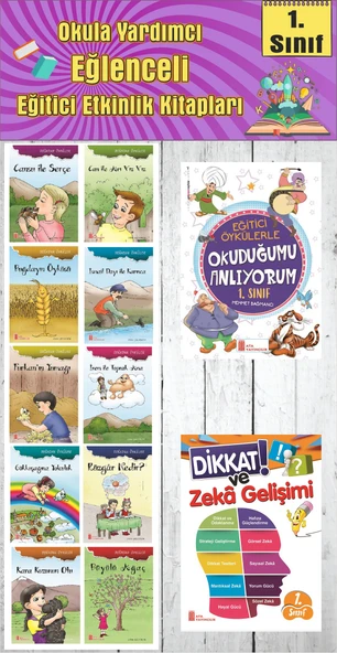1. Sınıf Okula Yardımcı Eğitici Okuduğumu Anlıyorum - Dikkat ve Zeka Gelişimi - 10 lu Hikaye Seti 4