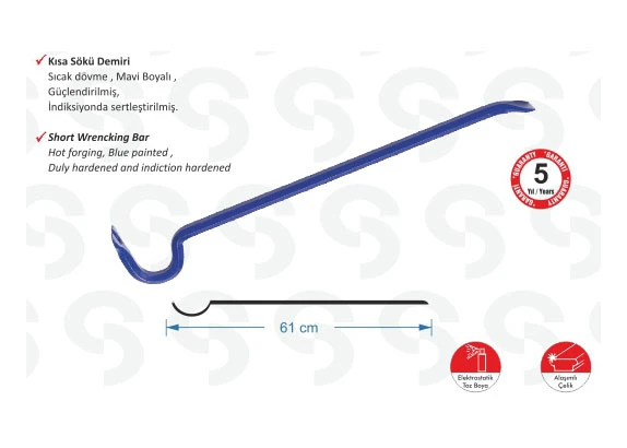 S.D. SK 6000 Kısa Sökü Demiri - 1200 gr, 61cm