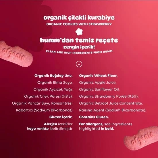 Humm Organik Vegan Çilekli Kurabiye 55 Gr - Resim 4