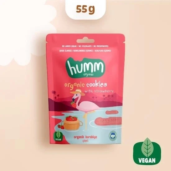 Humm Organik Vegan Çilekli Kurabiye 55 Gr ürün görseli 1