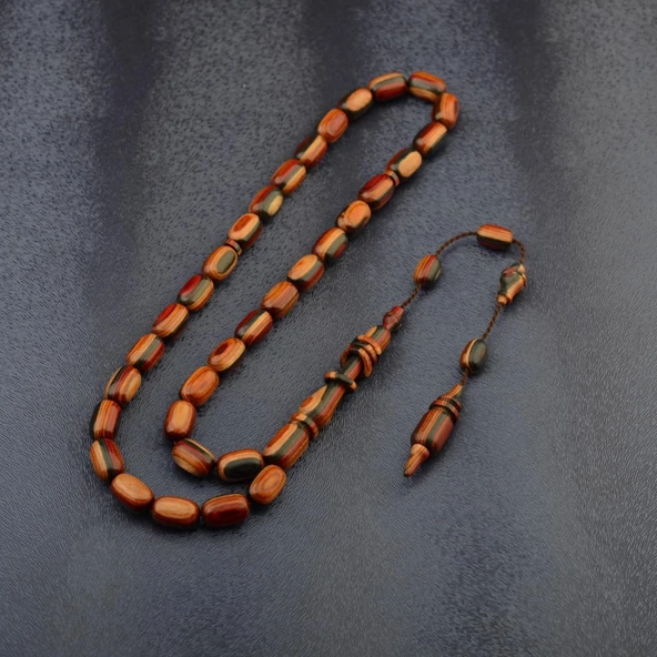 Kapsül Kesim 11x7 mm Kafur Ağacı Sistem Püsküllü Tesbih - Resim 2