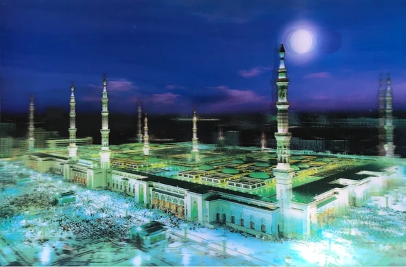 3 Boyutlu Resim  Ekstra Çözünürlüğe Sahip Medine Resmi Tablosu 40x60 Cm
