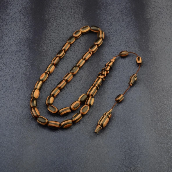 Kapsül Kesim 11x7 mm Kafur Ağacı Sistem Püsküllü Tesbih - Resim 2