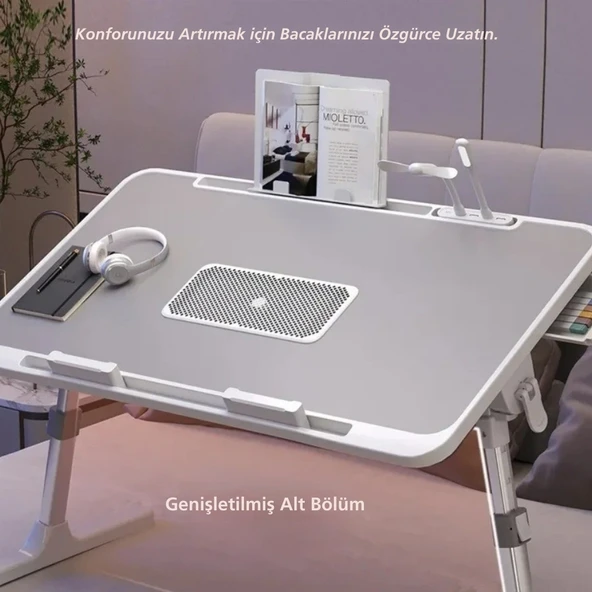 TechTic Çok Amaçlı Yükseklik Ayarlı Fanlı Laptop Standı Katlanabilir Soğutuculu Notebook Sehpası - 5