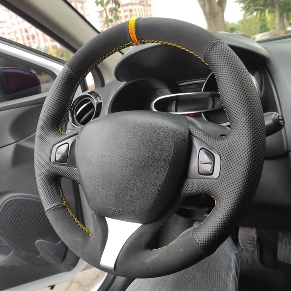 Clio 4 FAZ 1 2014-2017 Araca Özel Direksiyon Kılıfı (Makyajlı Kasalara Uyumlu Değildir) - Resim 5