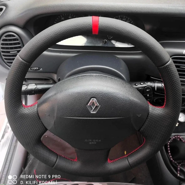 Renault Megane 1 Uyumlu Araca Özel DİKMELİ Direksiyon Kılıfı (Nokta Düz YÜZÜKLÜ) - Resim 3