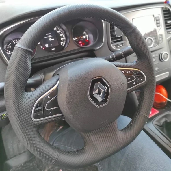 Megane 4 Araca Özel Direksiyon Kılıfı KARBON NOKTA - Resim 2