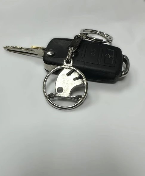 Skoda 3D Gümüş Renk Oto Anahtarlık - Resim 2