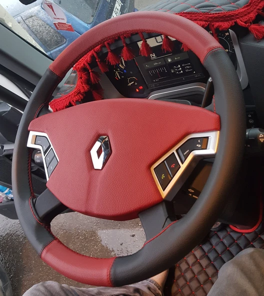 Renault 2018 Kamyon Direksiyon Kılıfı (Kırmızı Siyah) - Resim 2