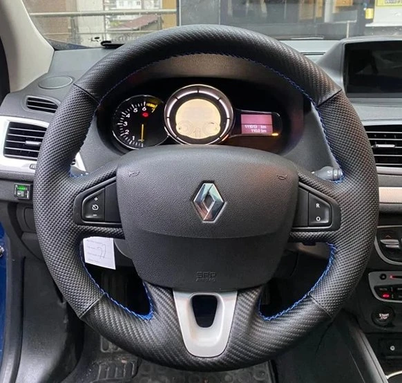 Fluence -megane 3-scenic Uyumlu Karbon Noktalı Direksiyon Kılıfı Araca Özel Direksiyon Kılıfı ürün görseli