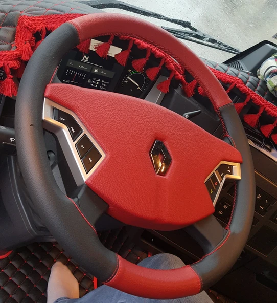 Renault 2018 Kamyon Direksiyon Kılıfı (Kırmızı Siyah) - Resim 3