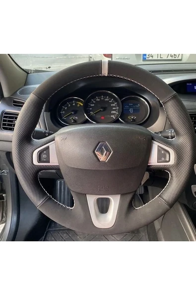 Fluence Megane 3 Scenic Direksiyon Kılıfı Araca Özel Gri Yüzüklü - 1