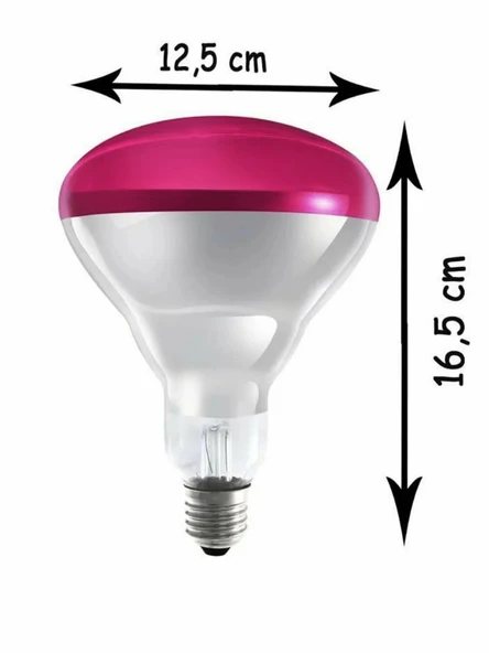 (5 Adet) 150W Kızılötesi (infrared) Isıtıcılı Fizik Tedavi Lambası (Kırmızı Işık) E27 (Kalın Duy) - 3